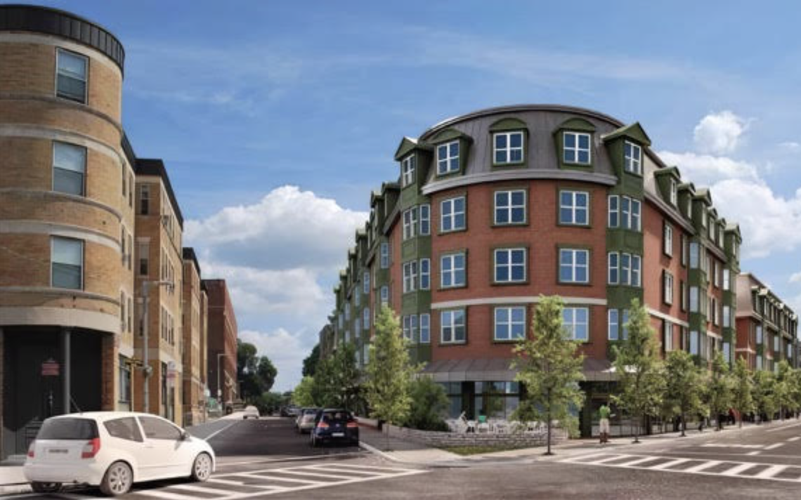 Architect's rendering of the One Waverly affordable housing development on Warren and Waverly streets in Roxbury.