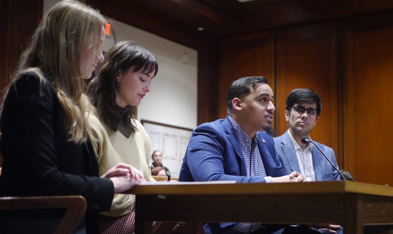 Salem state Rep. Manny Cruz testifies on behalf of ranked choice voting at the State House.